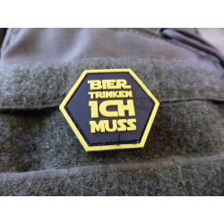 JTG  Bier Trinken ICH Muss Hexagon Patch, fullcolor, JTG 3D Rubber Patch, HexPatch