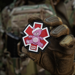 Paramedic Bear Patch, pink-black, 3d Rubber Patch, M-Tac