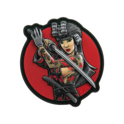 Tactical Samurai Girl Patch, Fountain Black, 3d Rubber...