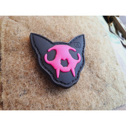 JTG micro Nightmare Skull Cat Patch Nr.1, pinkgid (pinkglow in the dark), JTG 3D Rubber Patch